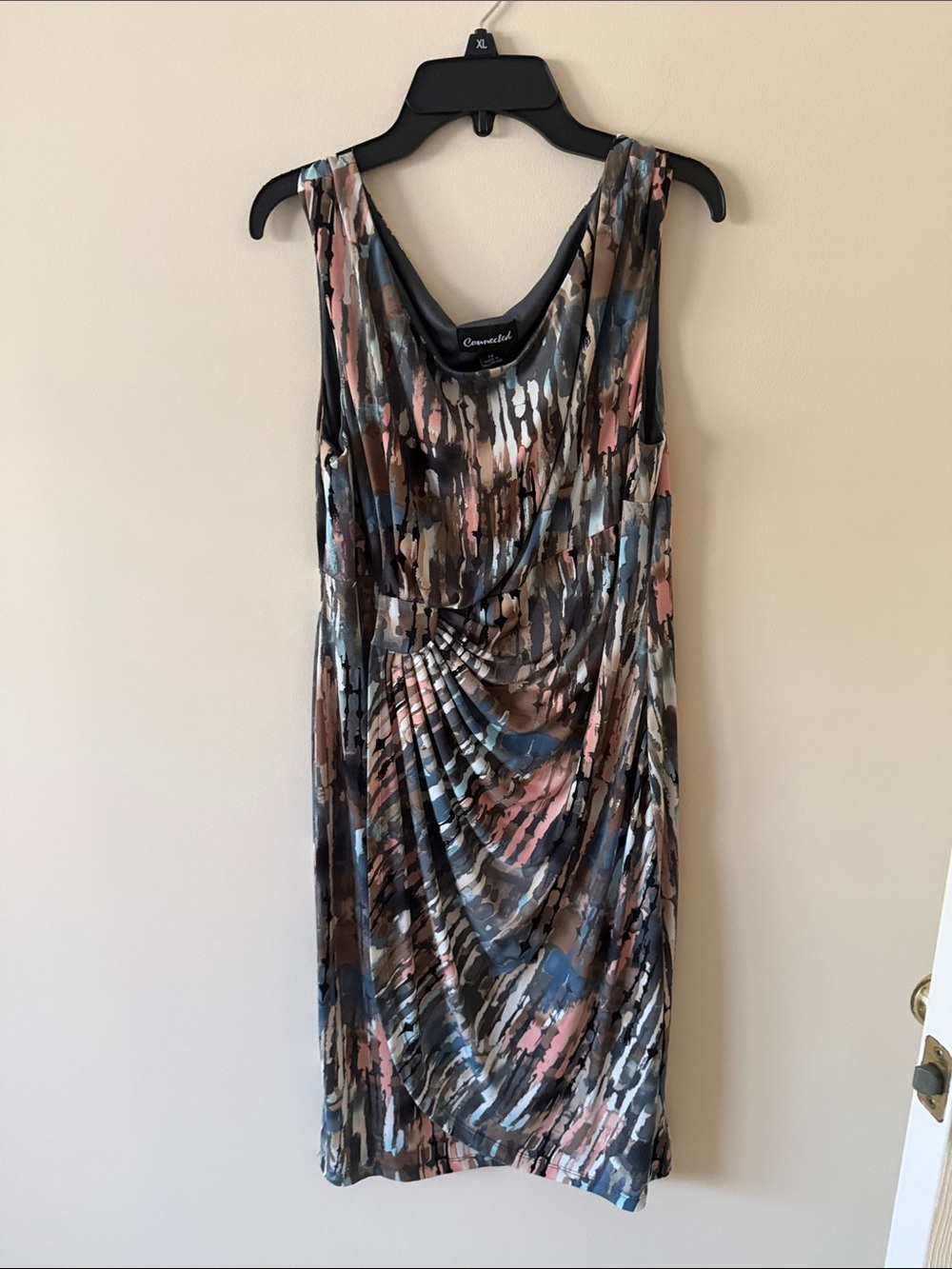 connected apparel Multi-Color Abstract Print Sleeveless Drape Dress